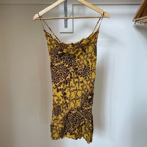 Free People Yellow and Black Mini Dress